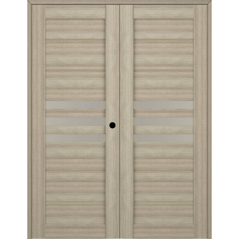 Dome 36 in. x 80 in. Left Hand Active 3-Lite Frosted Glass Shambor Wood Composite Double Prehung French Door price history on PriceWatchPro
