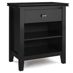 Artisan Solid Wood 24 in. Wide Contemporary Bedside Nightstand Table in Black