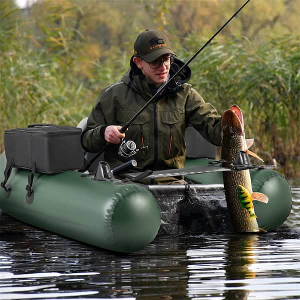 Costway Camouflage Inflatable Fishing Float Tube with Fish Ruler