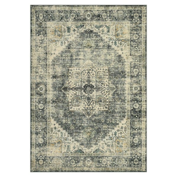 Brown Green 9x12 Vintage Persian Style Area Rug Faux Cashmere Polyester