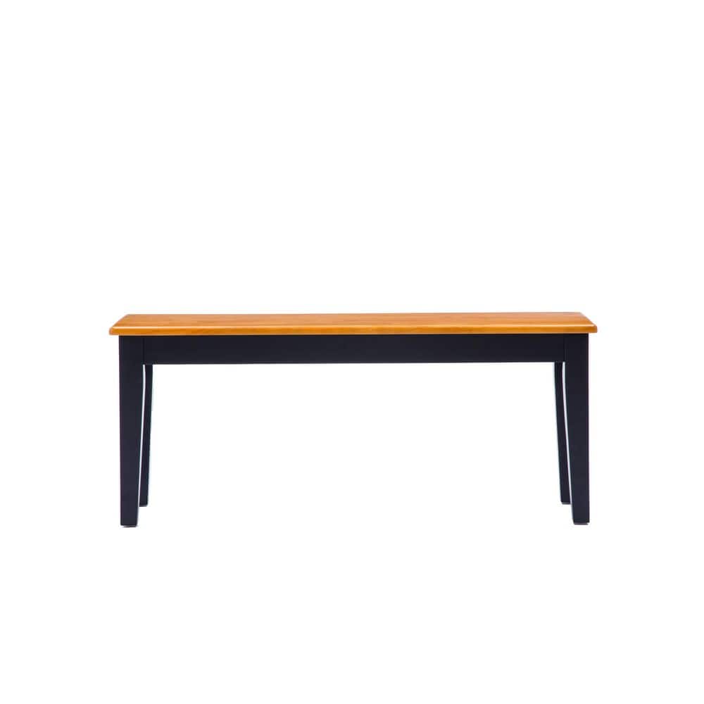 Black and Oak Solid Wood Dining Bench