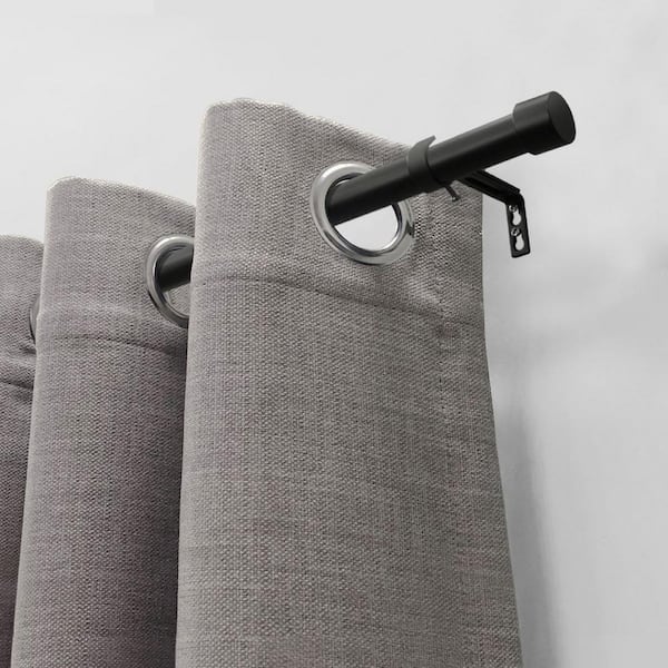 36 in. - 66 in. Adjustable Single Curtain Rod 3/4 in. Dia. in Matte Black with End Cap finials