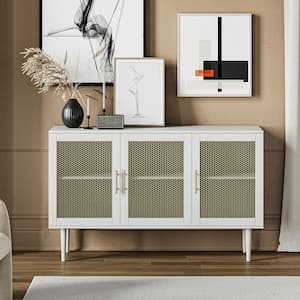 Lino White Wood 54 in. Wide Sideboard with 3-Doors and 2-Adjusted Shelves
