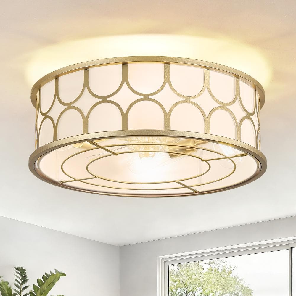 20 In. Indoor Gold Cylinder Flush Mount Ceiling Fan with Light, Remote Control (6-Speed, Timer) price history on PriceWatchPro