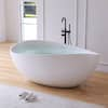 MEDUNJESS 63 in. x 38.5 in. Wave Stone Resin Solid Surface Flatbottom Freestanding Soaking Bathtub in Matte White FS305-1600