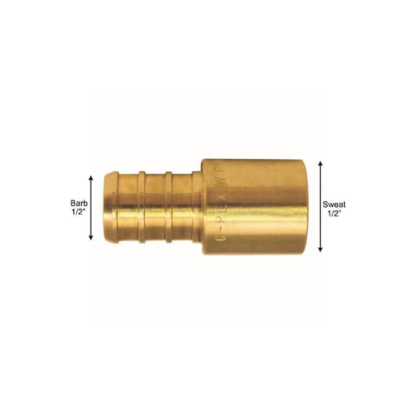 Waterline Solid Brass Coupling Fitting for PEX Pipe, 1/2-in