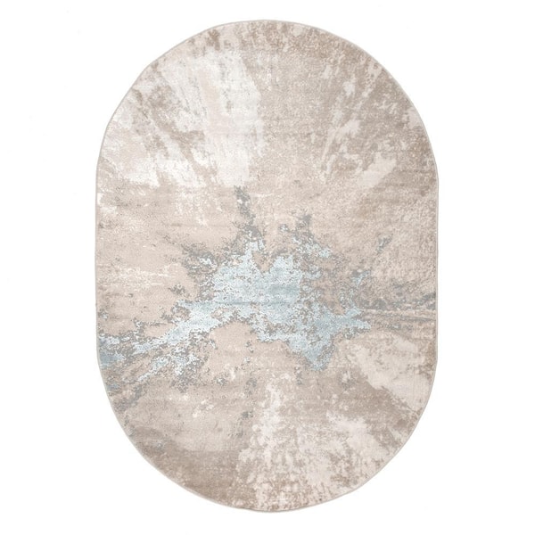 nuLOOM Contemporary Abstract Cyn Beige 4 ft. x 6 ft. Oval Area Rug