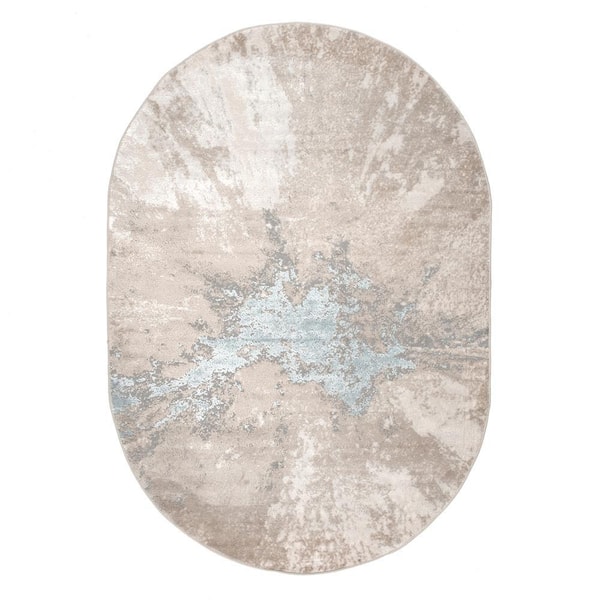 nuLOOM Contemporary Cyn Beige 6 ft. 7 in. x 9 ft. Oval Abstract Rug