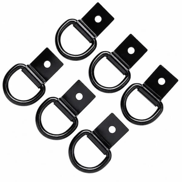 6-Piece 1/4 in. Steel D-Ring Tie Down Anchors Heavy Duty Surface Mount Hooks with Screws for Truck Trailer Boat