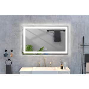 48 in. W x 24 in. H Rectangular Frameless Wall Mounted LED Light Bathroom Vanity Mirror, Anti-Fog and Dimmer Function