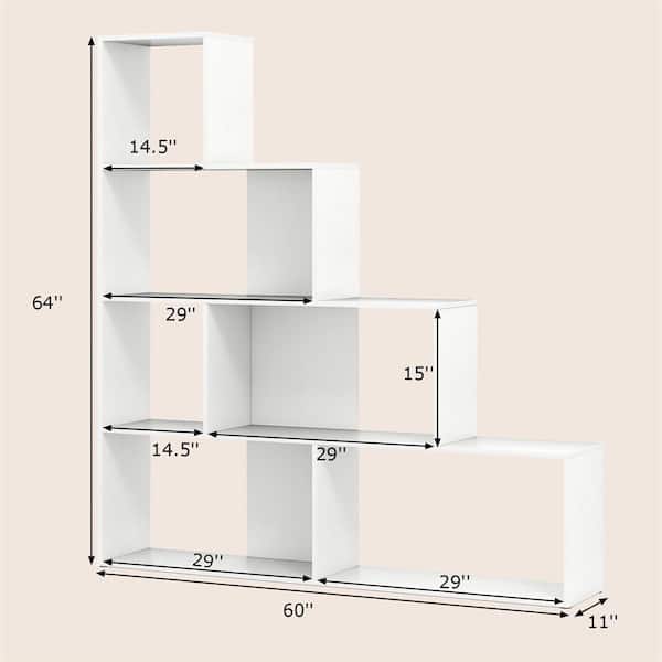 アントステラ　BOOKCASE　723 HONEY JOY 2PCS 64 in. Tall White Home Wood 4-tier Ladder Bookcase