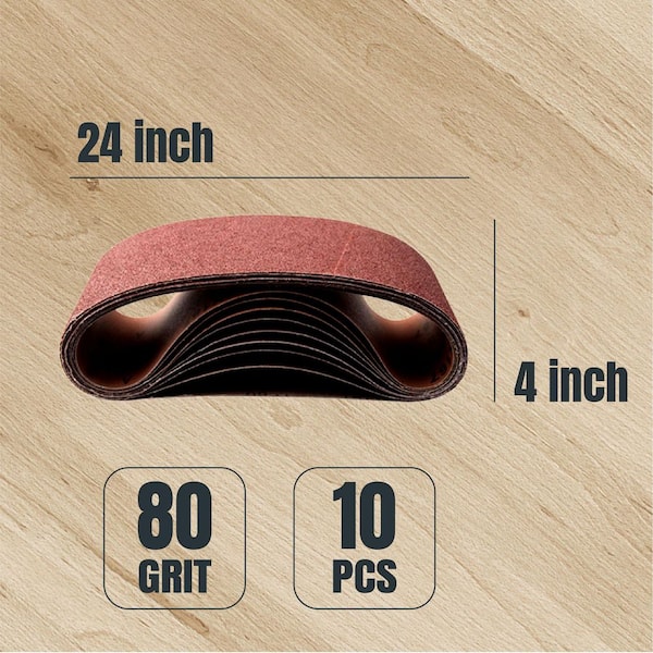 POWERTEC 4x24 Inch Sanding Belt Set – 18-Pack Assorted Grits (60/80/120/150/240/400) For Wood & Metal Sander