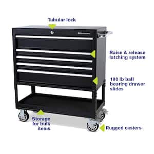 36 in. 5-Drawer 1-Shelf Steel Utility Tool Cart