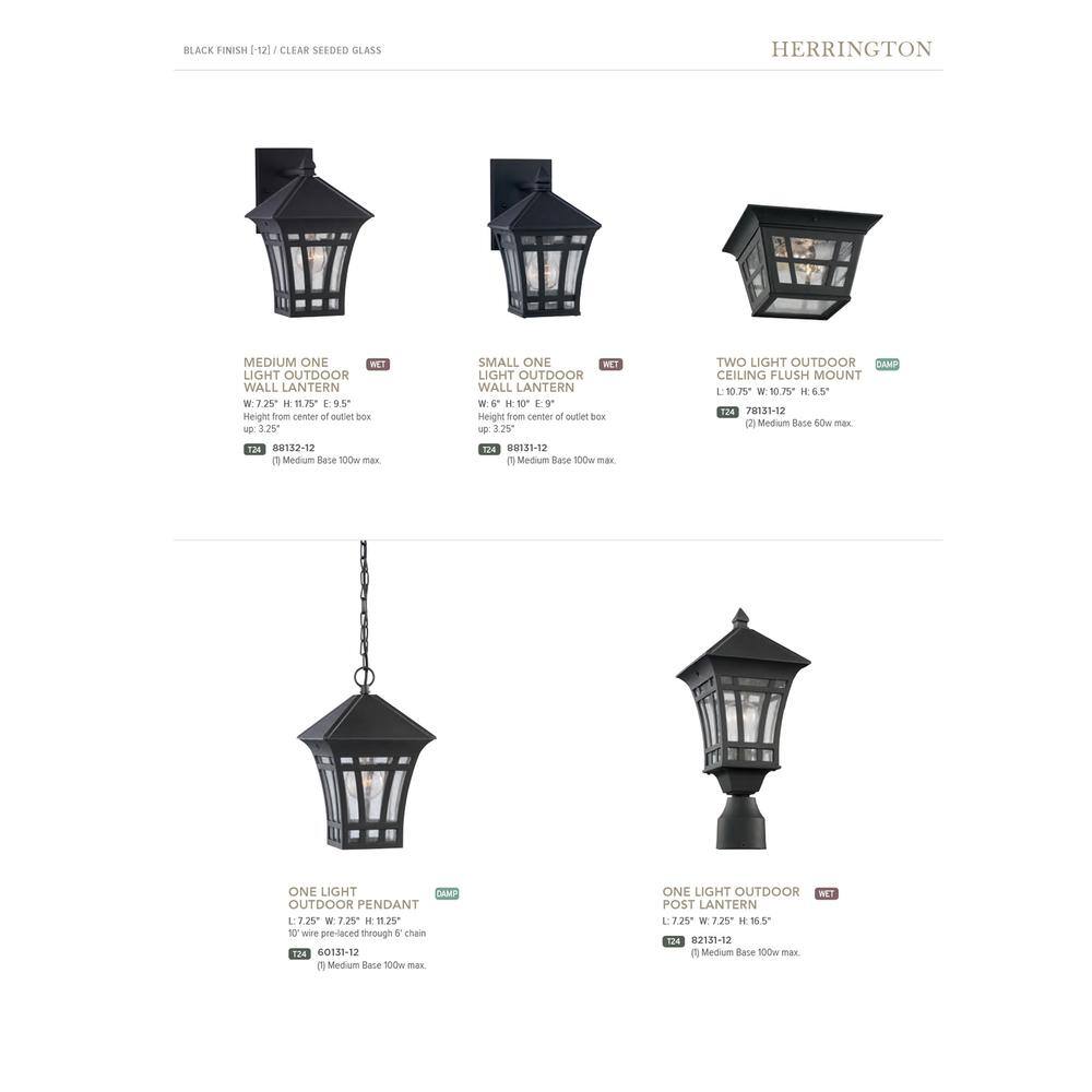Herrington Transitional Black 11'' Outdoor LED Pendant
