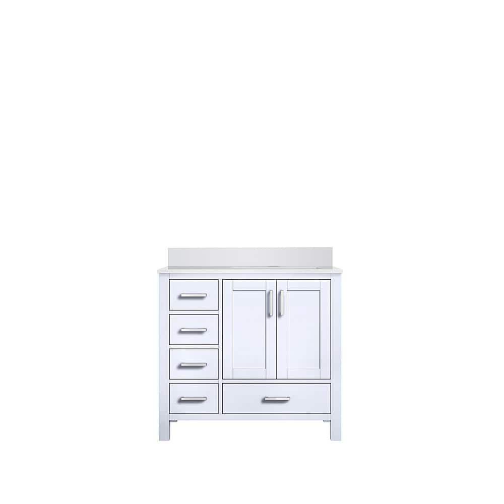 Jacques 36-inch White Quartz Top Single Sink Freestanding Vanity