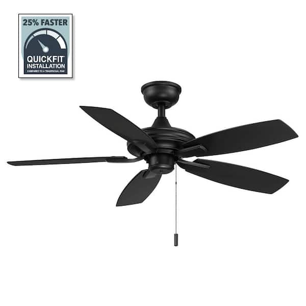 Hampton Bay Gazebo III 42 in. Indoor/Outdoor Wet Rated Matte Black Ceiling Fan