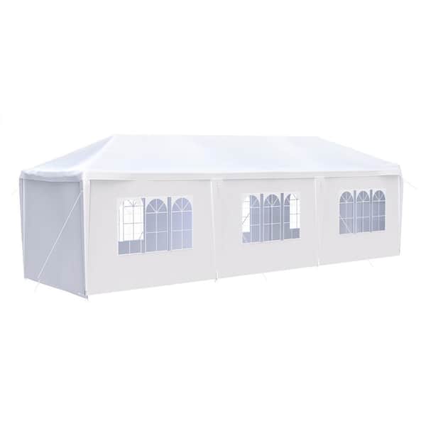 10 ft. x 30 ft. White Outdoor Canopy Party Wedding Tent Patio Gazebo Canopy with 8 Removable Sidewalls