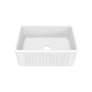 Delice Farmhouse Kitchen Sink Ceramic Composite 24 in. x 18 in. Single Bowl in White