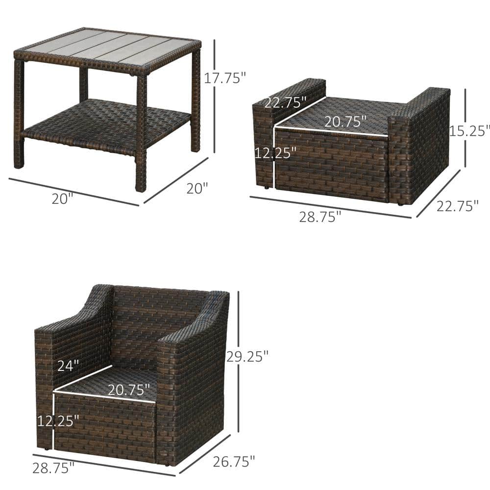 Beige PE Rattan 5-Piece Outdoor Patio Conversation Set
