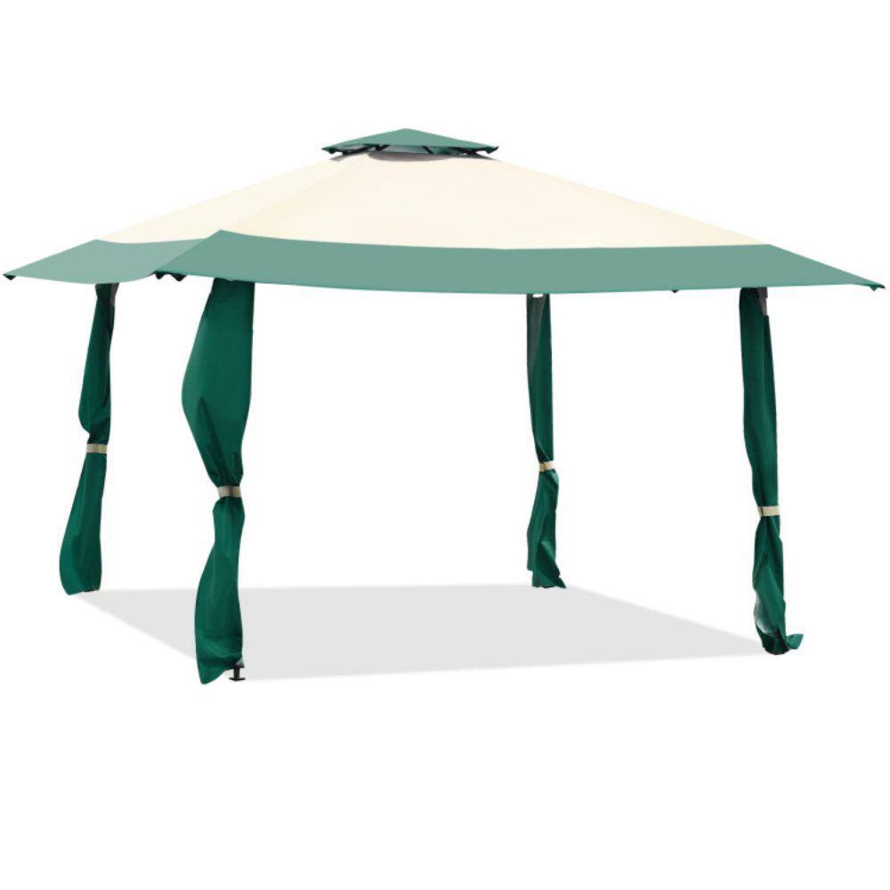 13 ft. x 13 ft. Pop Up Gazebo Tent Double-Tier Roof Canopy Tent in Green with Carry Bag for Patio Garden price history on PriceWatchPro