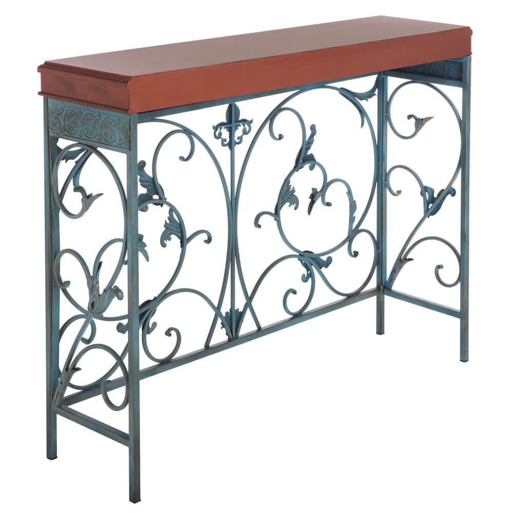 Cynthia Brown Wood and Metal Hallway Table with Storage