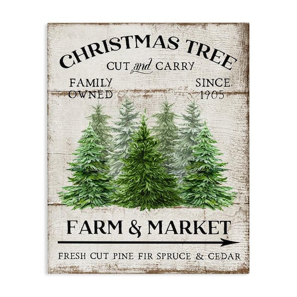 Farm Market Christmas Trees by Creatif Belle 1-Piece Unframed Graphic Typography Art Print 20 in. x 16 in.