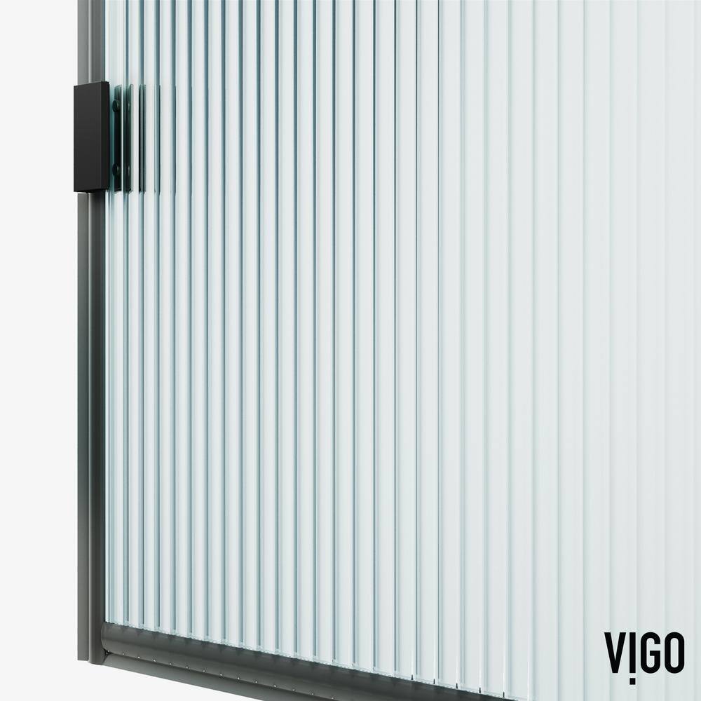 Arden Matte Black 34" x 78" Framed Shower Screen with Fluted Glass