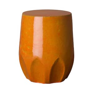 Calyx 18 in. Bright Orange Ceramic Outdoor Accent Table/Garden Stool