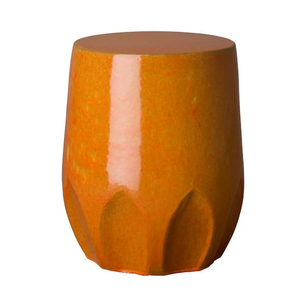 Emissary Calyx 18 in. H Bright Orange Round Ceramic Garden Stool