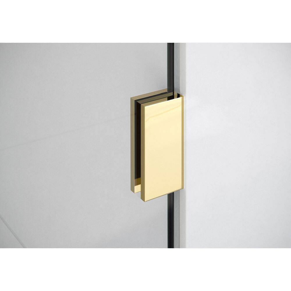 Halo 48.5 in x 58.25 in Frameless Glass Bathtub Door with Brass Hardware
