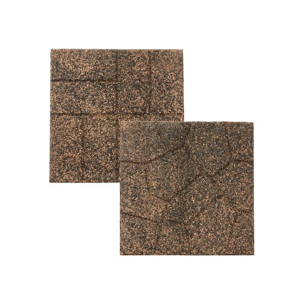 Vigoro 16 in. x 16 in. x 3/4 in. Black/Tan Blended Dual-Sided Rubber Paver (60-Pack)