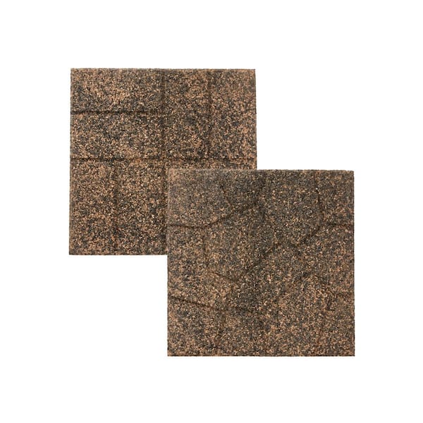 Vigoro 16 in. x 16 in. x 3/4 in. Black/Tan Blended Dual-Sided Rubber Paver (9-Pack)
