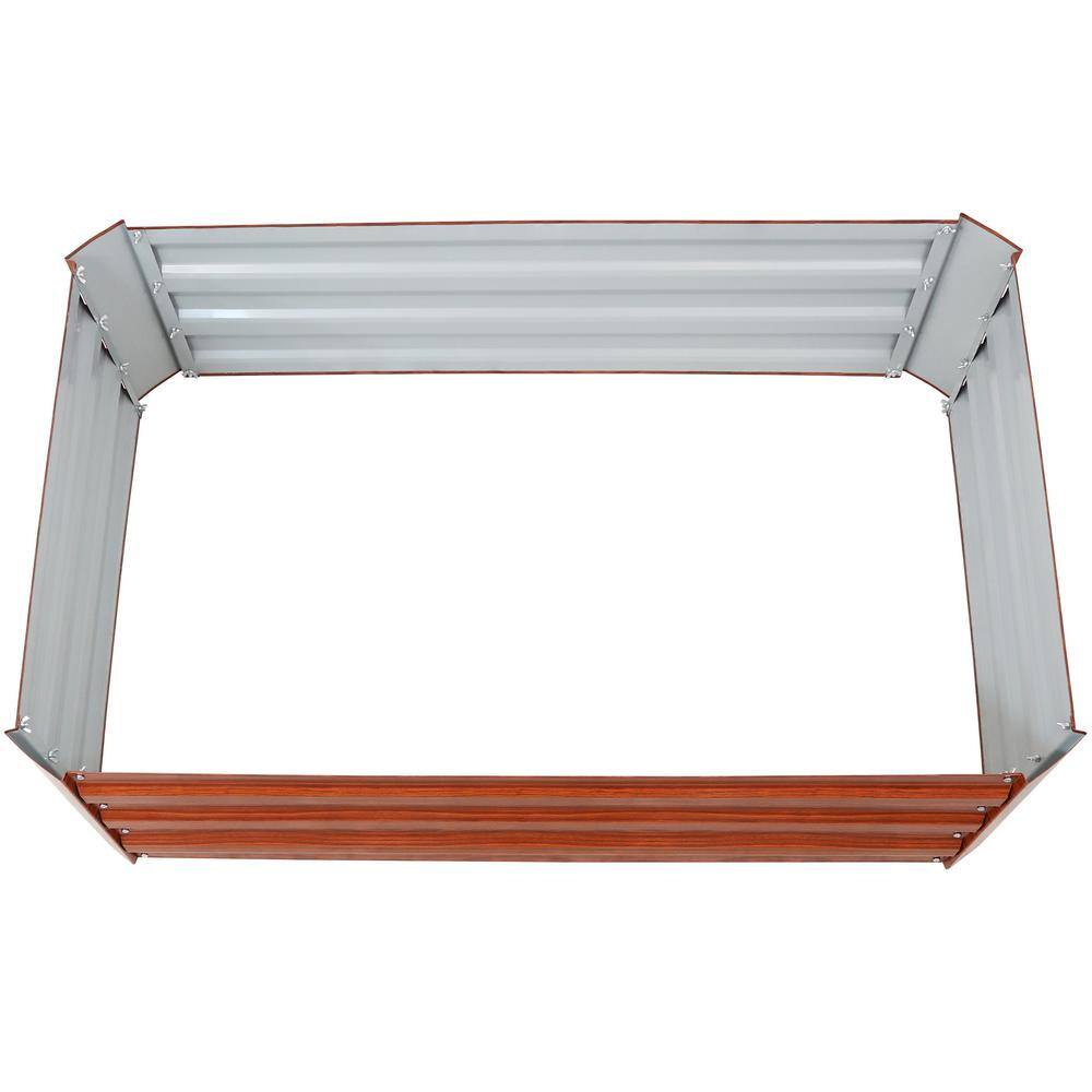Woodgrain Galvanized Steel Raised Garden Bed for Outdoor Plants