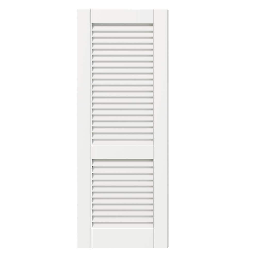 TENONER 60 in. x 80 in. Louvered MDF, White Primed Wood, Painted Pre