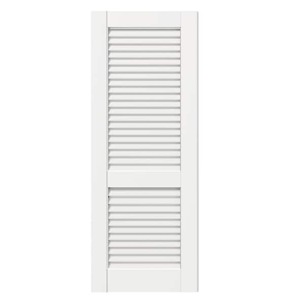 TENONER 60 in. x 80 in. Louvered MDF, White Primed Wood, Painted Pre