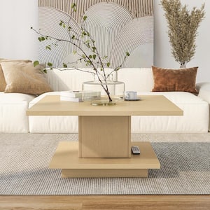 Boa Vista 31 in. Light Maple Square MDF Coffee Table with 1-Shelf and Hidden Cabinet