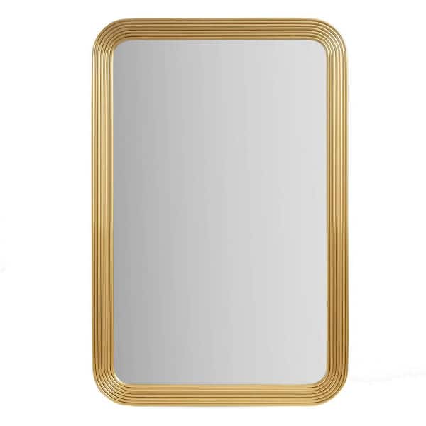 Unbranded Gold 23 in W x 35 in. H Rounded Rectangle Metal Framed Mirror