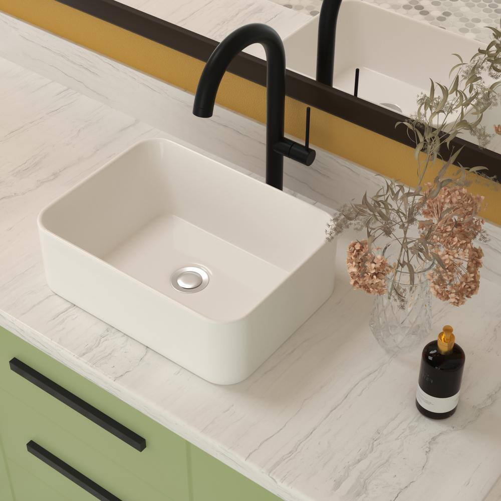 16"x12" White Ceramic Rectangular Bathroom Sink