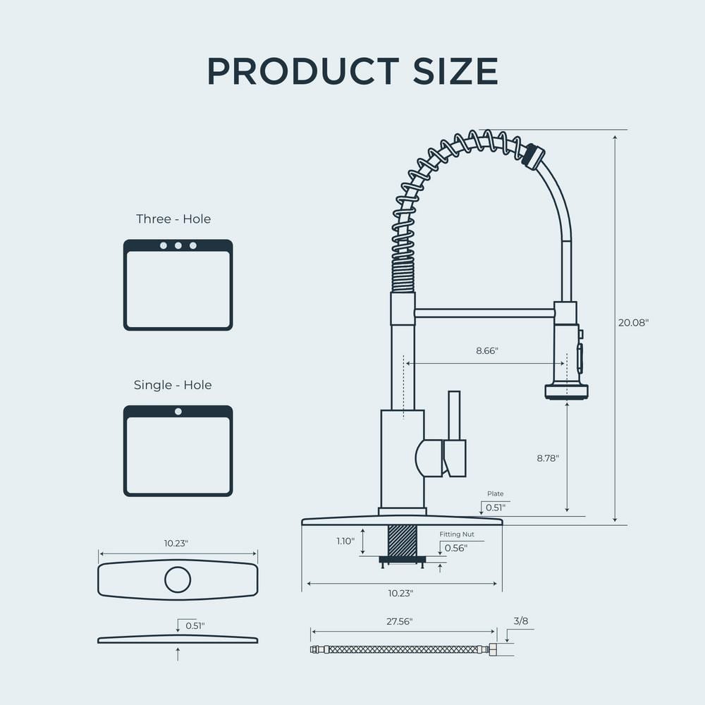 Matte Black Stainless Steel Pull Down Kitchen Faucet with Soap Dispenser