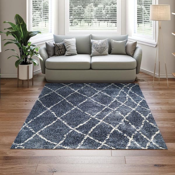 Bromley Whistler Blue-Snow 4 ft. x 6 ft. Area Rug