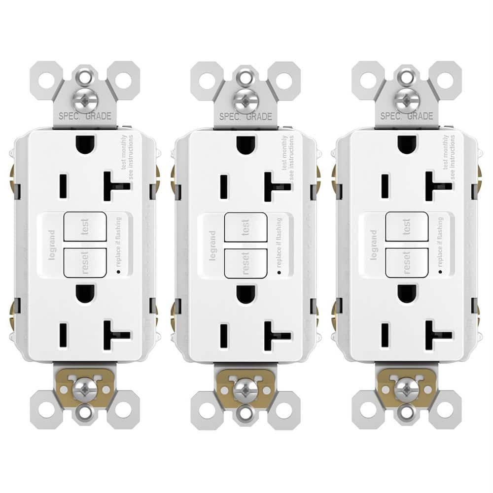 Legrand radiant 20 Amp 125-Volt Self-Test GFCI Duplex Outlet, White (3-Pack) 2097W3PKCC4 - The Home Depot