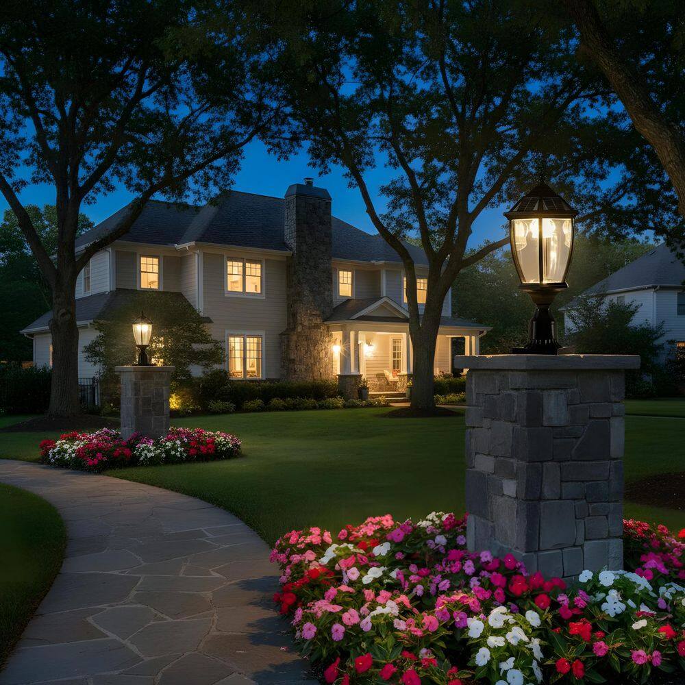 20.1 in. 1-Light Black Solar Retro Outdoor Post Top Lantern with LED Light (1-Pack) price history on PriceWatchPro