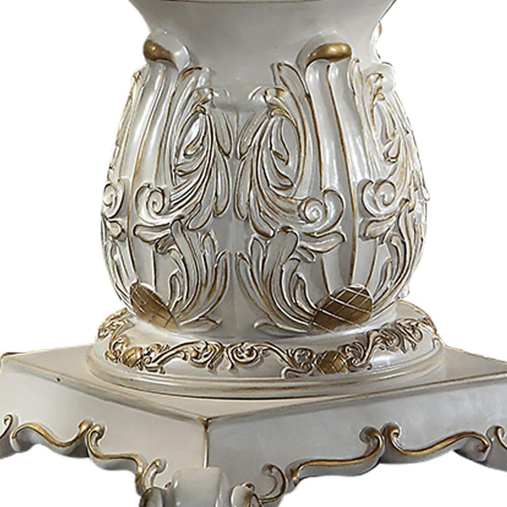 Vendome Antique Pearl Round Wood and Glass Dining Table