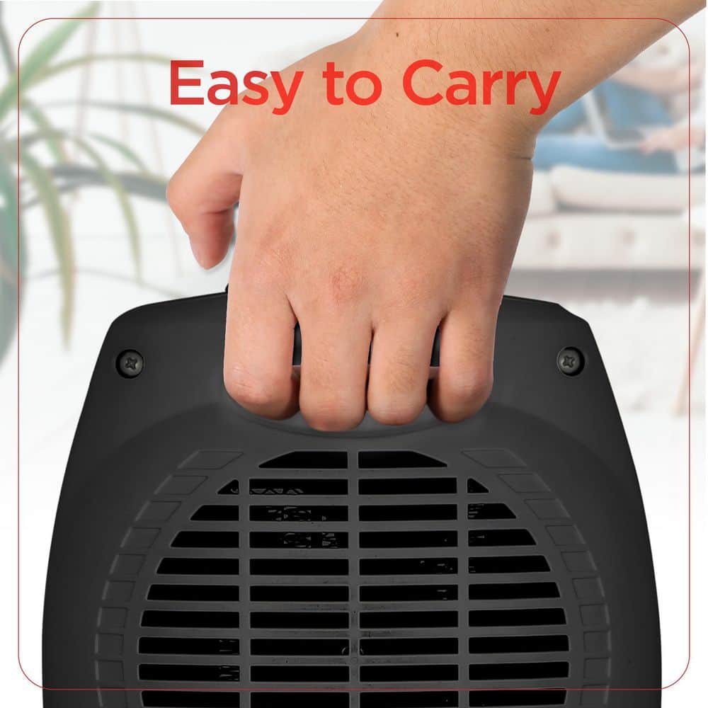 Black Ceramic Electric Portable Space Heater with Thermostat