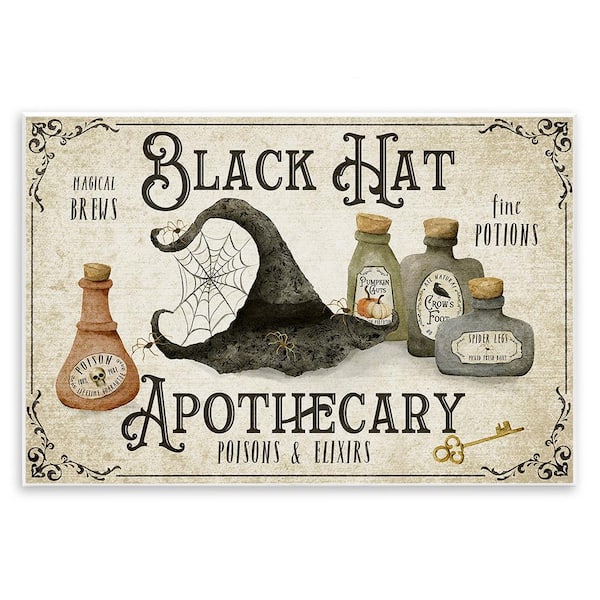 Stupell Industries Vintage Black Hat Apothecary by Deane Beesley 1 Piece Unframed Graphic Print Typography Poster Art Print 15 in. x 10 in.