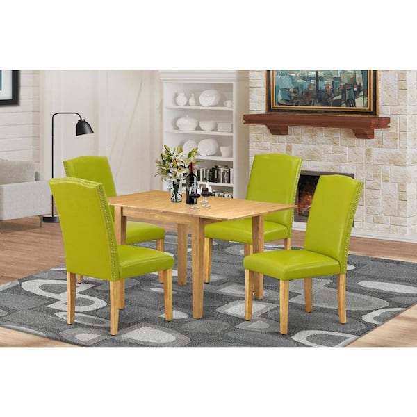 East West Furniture 5-Piece Natural Oak Finish Solid Wood Top - Dining Room Set - Seats 4
