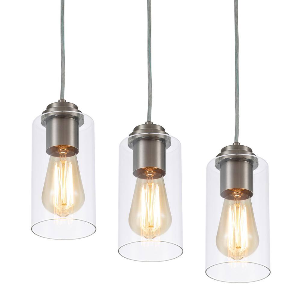Satin Nickel Mini Pendant Light with Clear Glass Shade