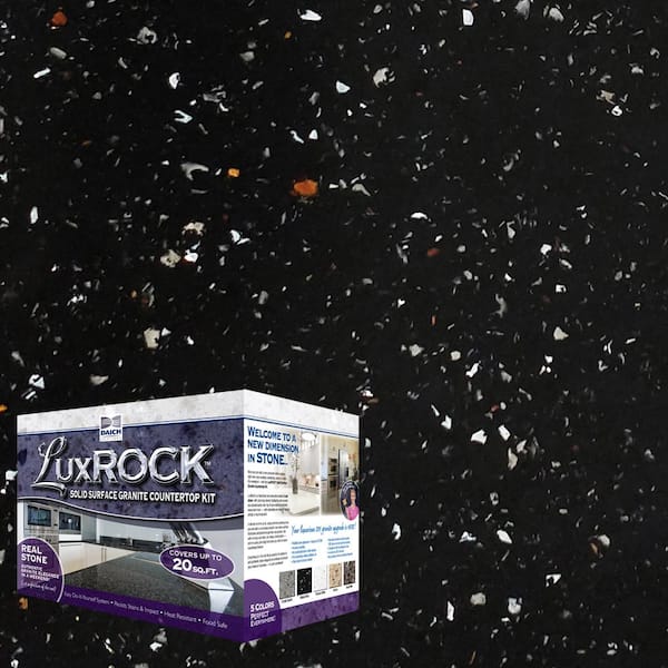 DAICH LuxROCK Solid Surface Granite Countertop Kit 20 sq.ft. Galaxy Black