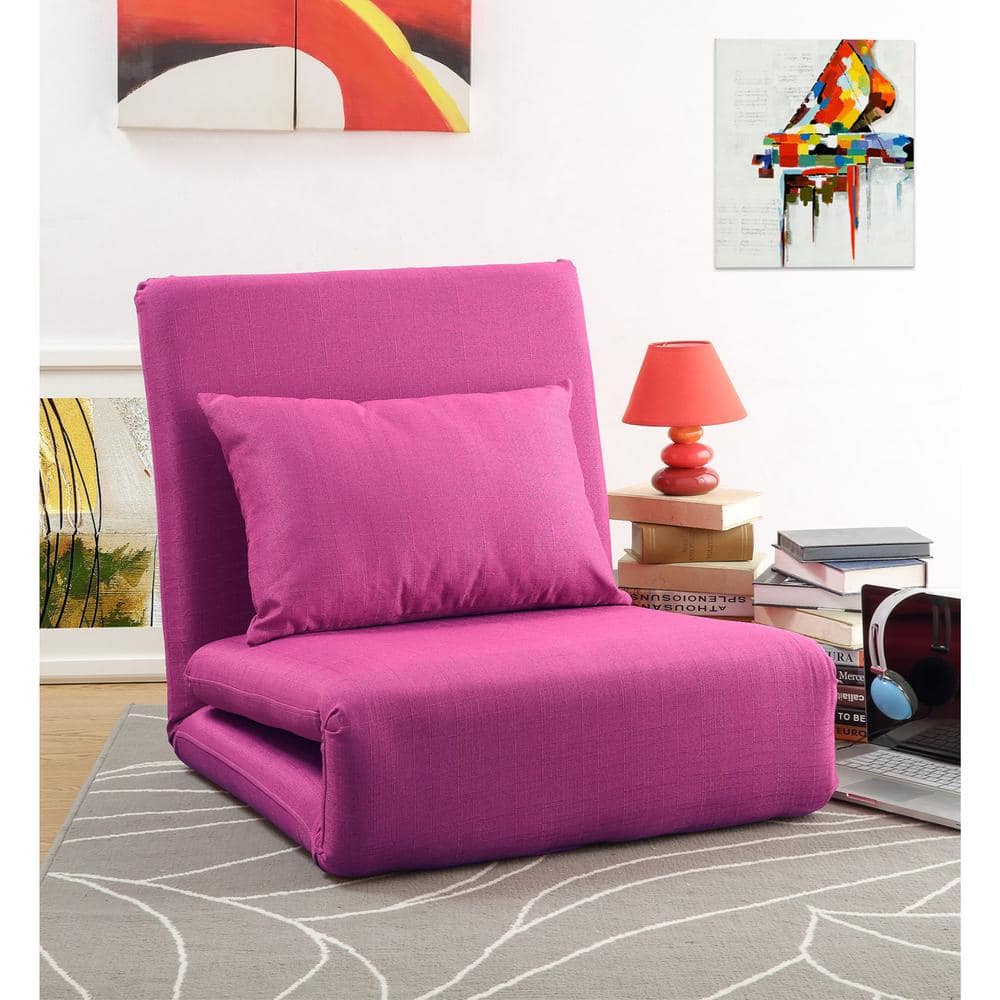 Loungie Pink Relaxie Linen Convertible Flip Chair Floor Sleeper  FC63-03PK-HD - The Home Depot