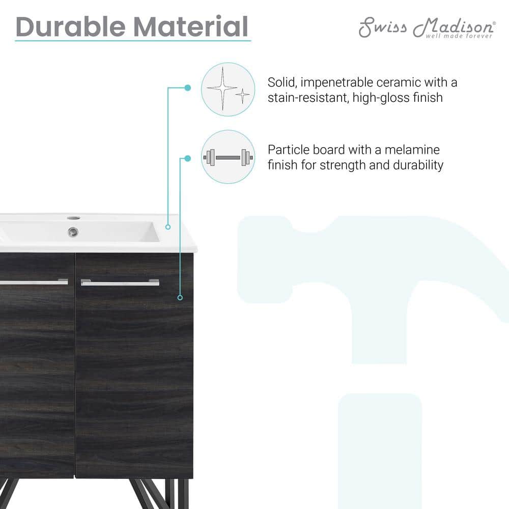 Annecy 24" Black Walnut Freestanding Bathroom Vanity